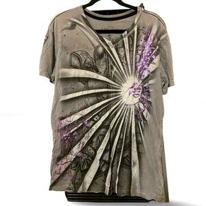 Affliction Heroes & Demons Horiyoshi III Graphic T-shirt Men Gray Y2K